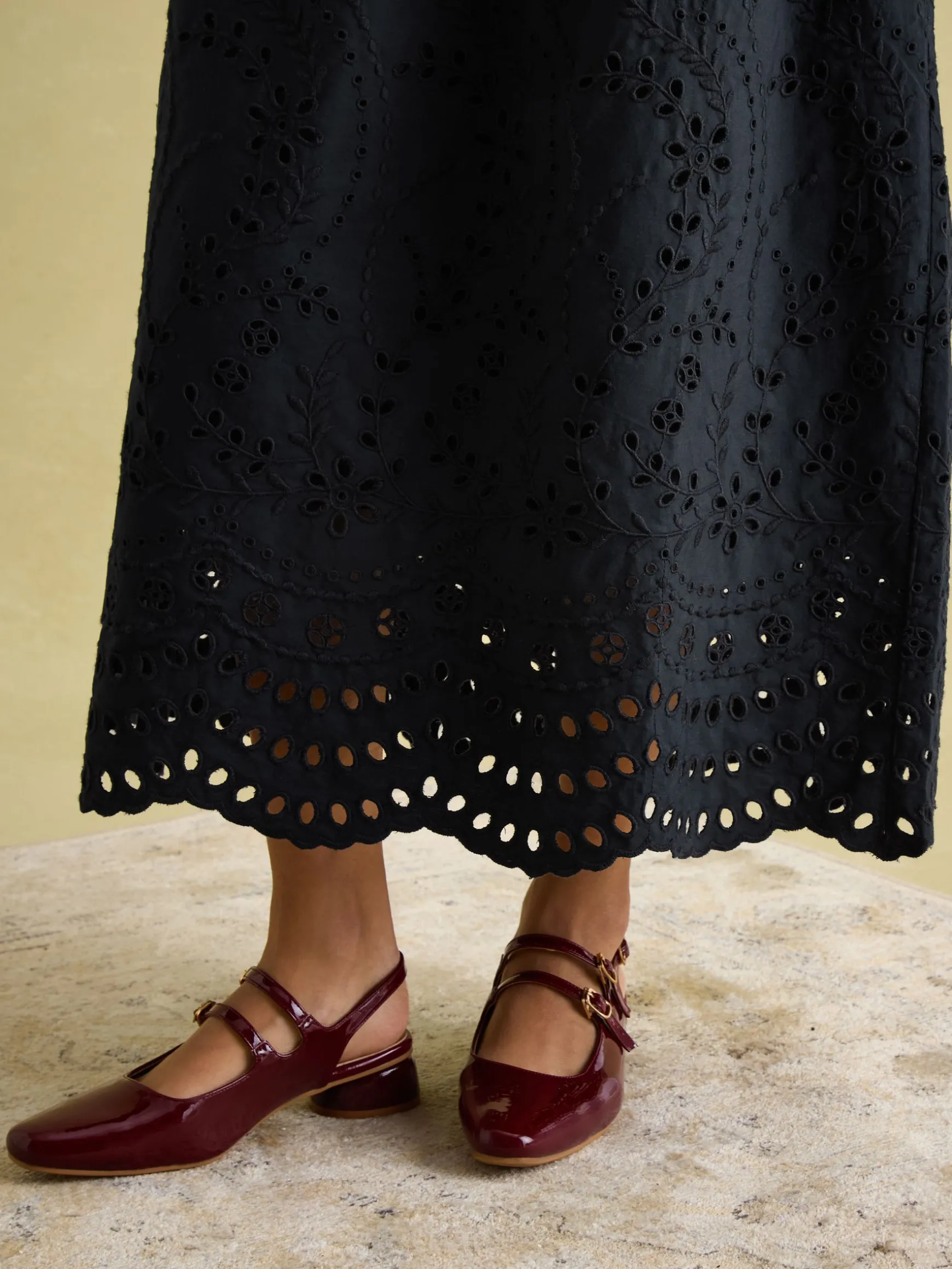 Reid Navy Broderie 100% Cotton Dress