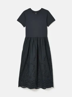 Reid Navy Broderie 100% Cotton Dress