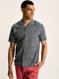 Revere Blue Floral Printed Short Sleeve Shirt