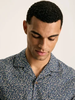 Revere Blue Floral Printed Short Sleeve Shirt
