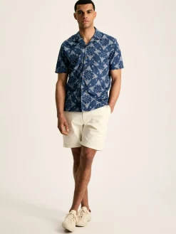 Revere Navy Blue Paisley Printed Short Sleeve Shirt