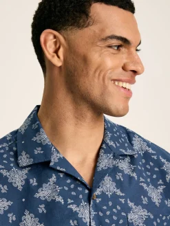 Revere Navy Blue Paisley Printed Short Sleeve Shirt