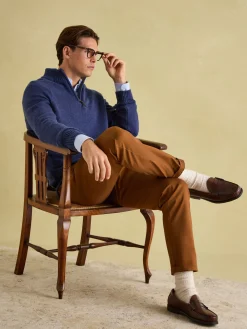 Richmond Navy Lambswool Quarter Zip Knitted Jumper