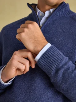 Richmond Navy Lambswool Quarter Zip Knitted Jumper