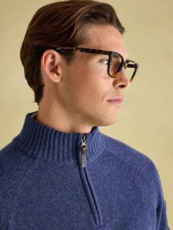 Richmond Navy Lambswool Quarter Zip Knitted Jumper