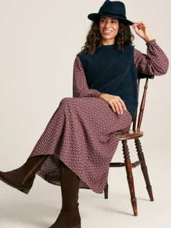 Robyn Burgundy Red Balloon Sleeve Midi Dress