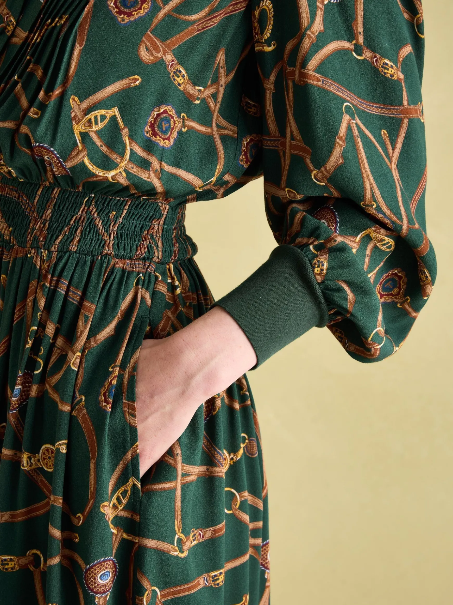 Rosa Green Printed Maxi Shirt Dress