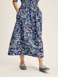 Rosalie Blue & White V-Neck Frill Dress