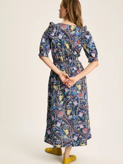 Rosalie Blue V-Neck Frill Dress