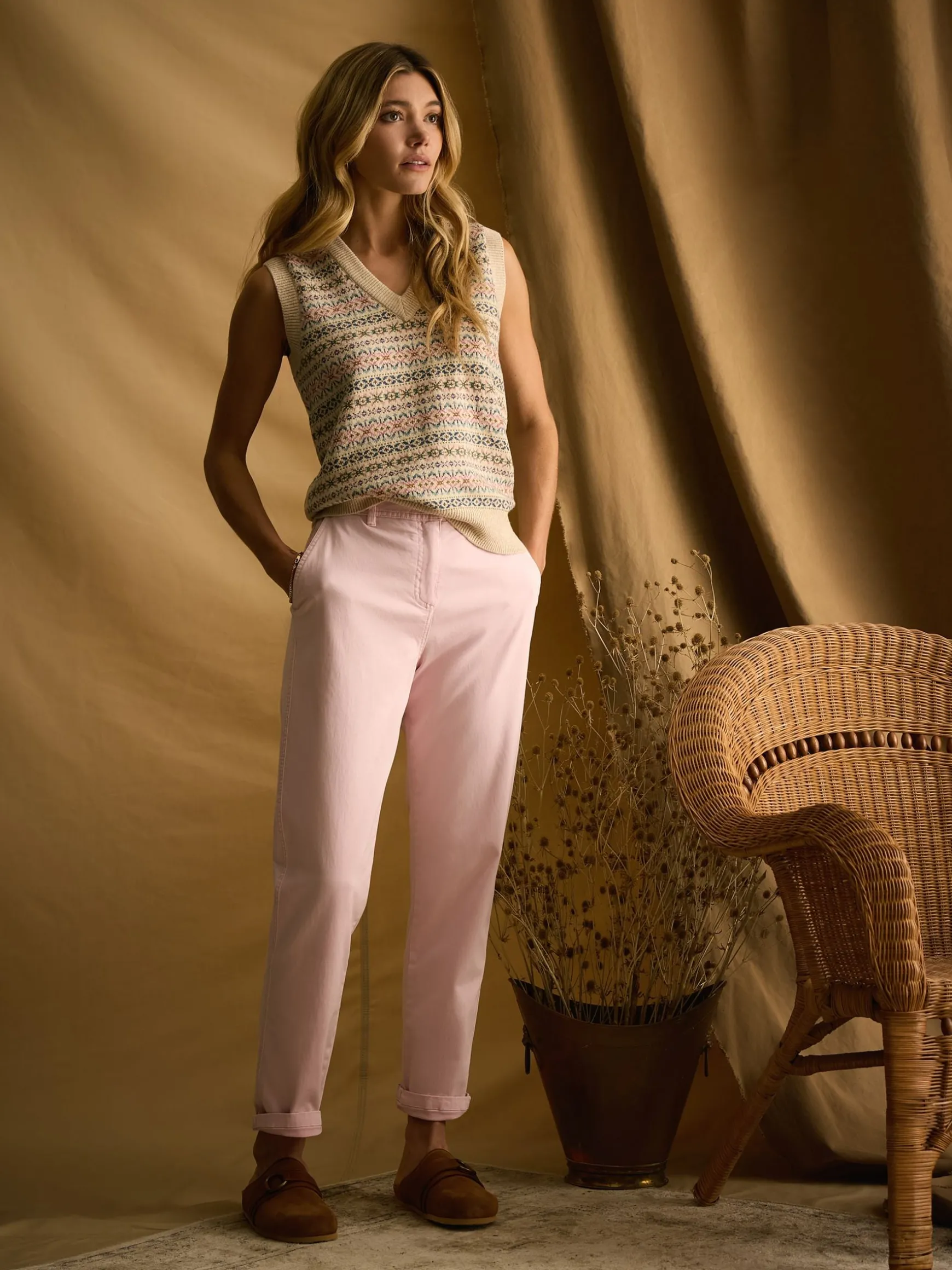Rose Pink Slim Fit Chino Trousers