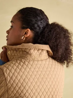 Rosewell Tan Brown Showerproof Longline Diamond Quilted Coat