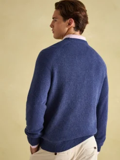Rowley Navy Lambswool Crew Neck Jumper