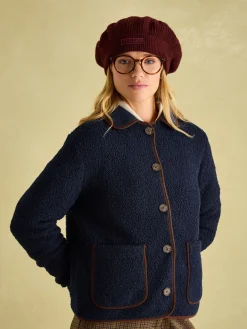 Sadie Navy Button Down Fleece Jacket