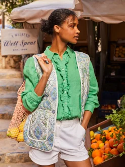 Selene Green 100% Linen Shirt