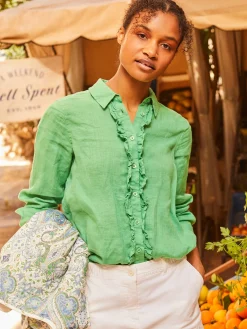 Selene Green 100% Linen Shirt