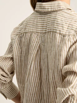 Selene Tan/White 100% Linen Shirt