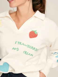 Set Match Cream Jumper with Tennis Embroidery