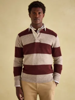 Seymour Burgundy & Cream Knitted Rugby Shirt