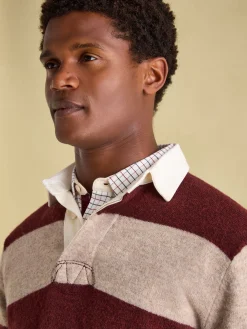 Seymour Burgundy & Cream Knitted Rugby Shirt