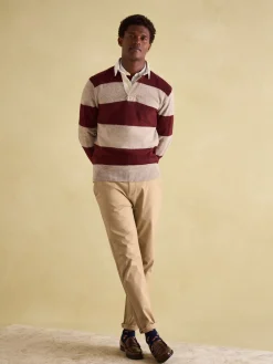 Seymour Burgundy & Cream Knitted Rugby Shirt