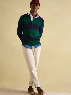 Seymour Green/Navy Knitted Rugby Shirt