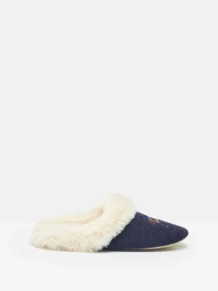 Slippet Luxe Navy Blue Horse Embroided Slippers