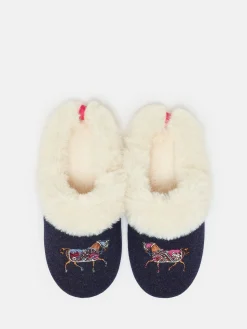 Slippet Luxe Navy Blue Horse Embroided Slippers