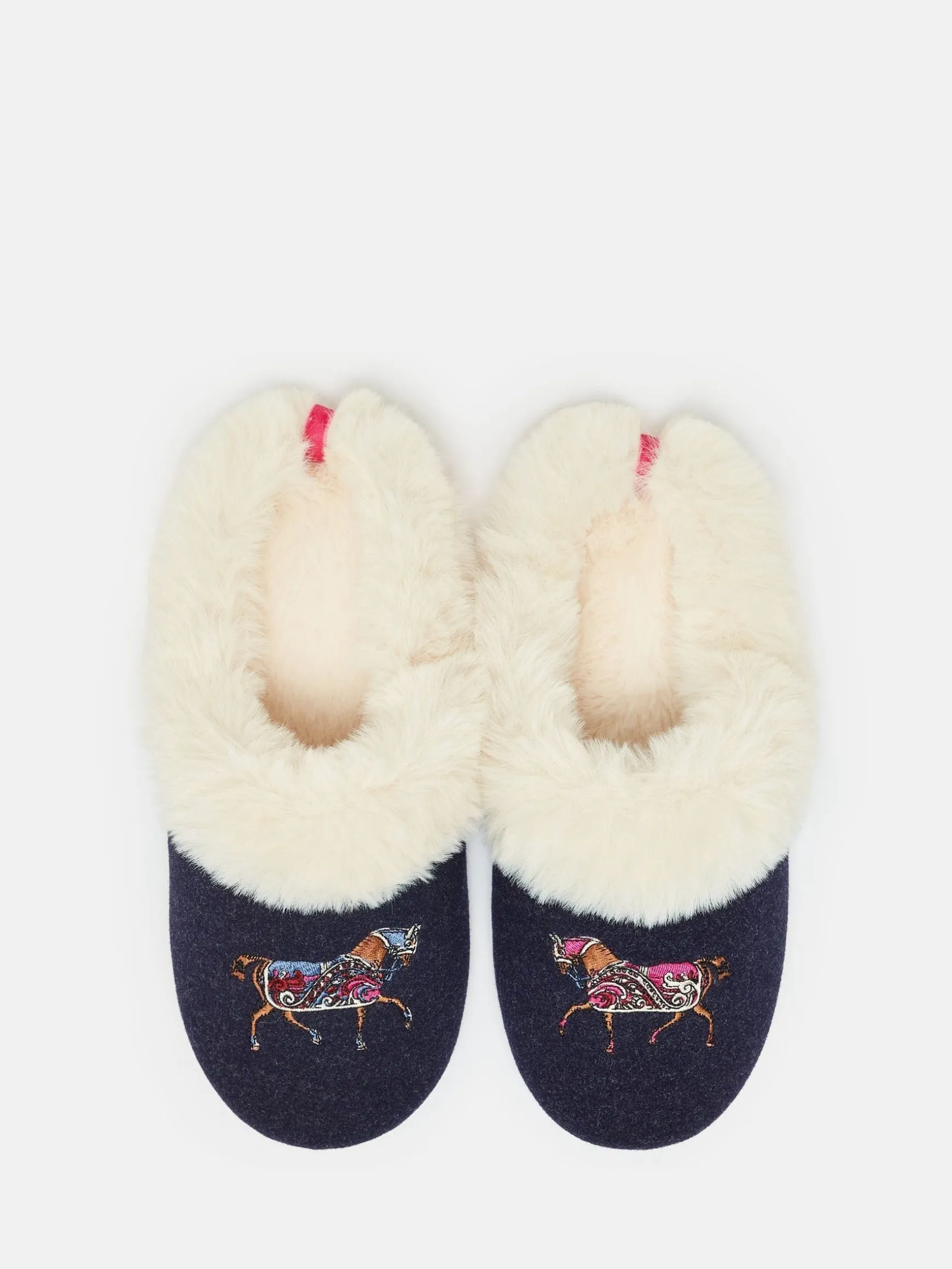 Slippet Luxe Navy Blue Horse Embroided Slippers