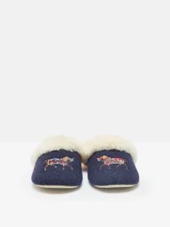 Slippet Luxe Navy Blue Horse Embroided Slippers