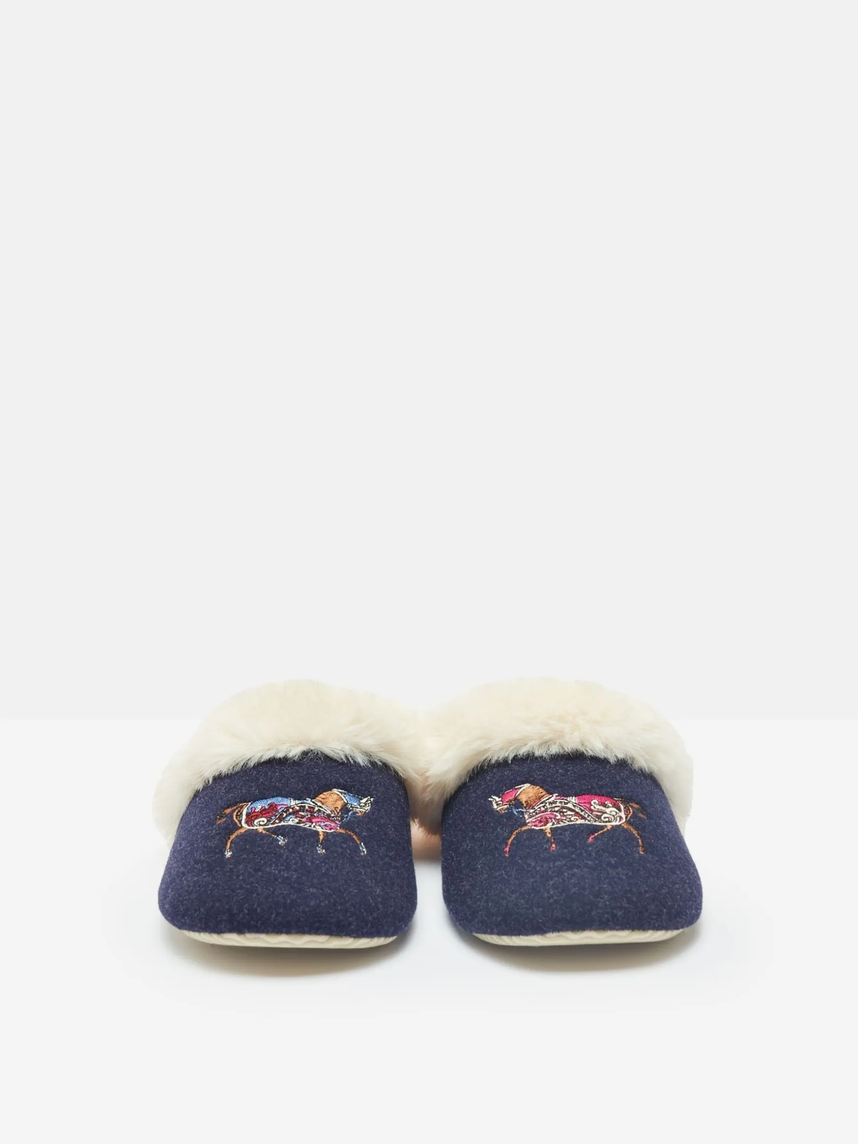 Slippet Luxe Navy Blue Horse Embroided Slippers