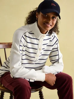 Southwold Navy Button Down Striped Sweatshirt