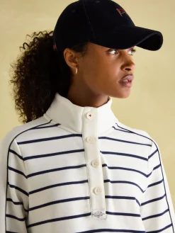 Southwold Navy Button Down Striped Sweatshirt