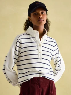 Southwold Navy Button Down Striped Sweatshirt