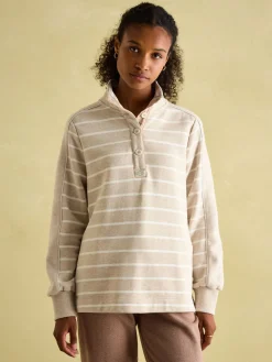 Southwold Oatmarl Button Down Striped Sweatshirt