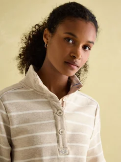 Southwold Oatmarl Button Down Striped Sweatshirt