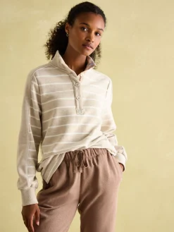 Southwold Oatmarl Button Down Striped Sweatshirt