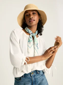 Sylvie White Tie Cuff Blouse