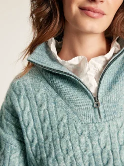 Tabitha Blue Knitted Quarter Zip Jumper