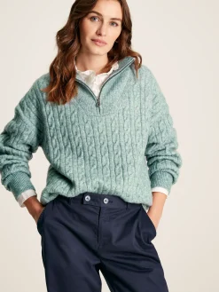 Tabitha Blue Knitted Quarter Zip Jumper