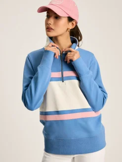 Tadley Blue & White Quarter Zip Sweatshirt