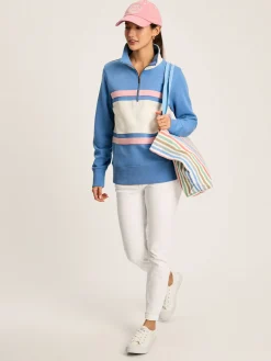 Tadley Blue & White Quarter Zip Sweatshirt