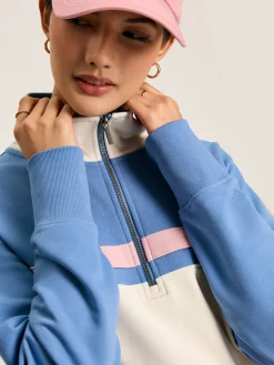 Tadley Blue & White Quarter Zip Sweatshirt