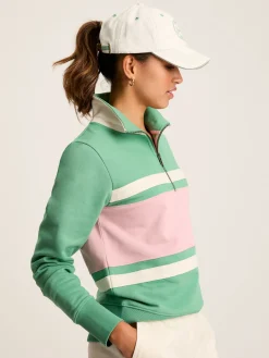 Tadley Green & Pink Quarter Zip Sweatshirt