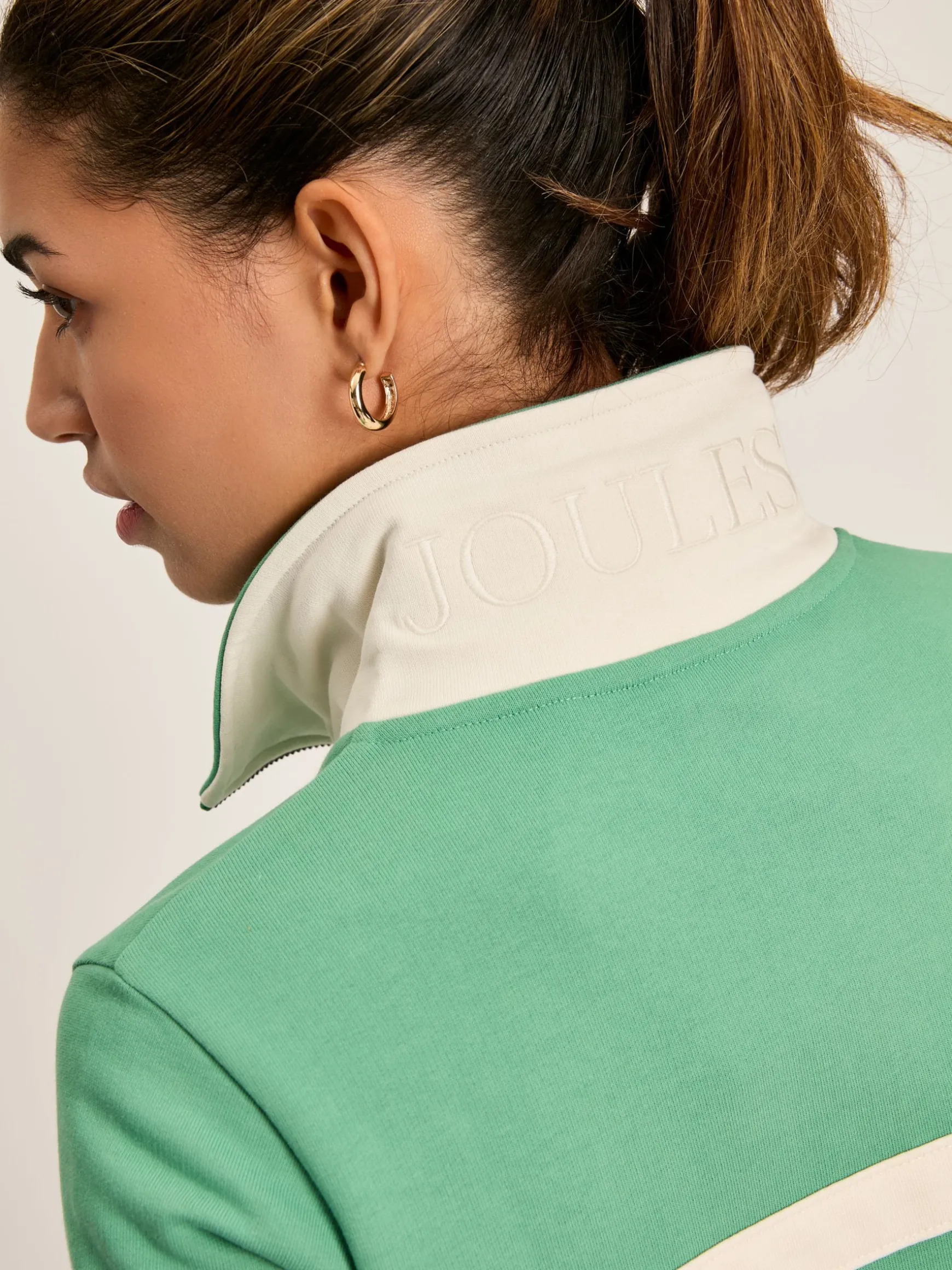 Tadley Green & Pink Quarter Zip Sweatshirt