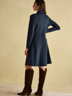 Tallie Navy Long Sleeve Jersey Ponte Dress