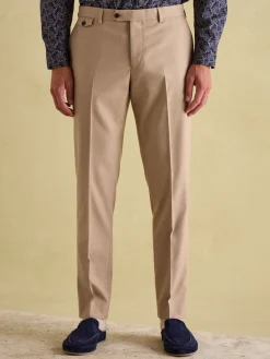 Tan Brown Slim Fit Flannel Suit Trousers