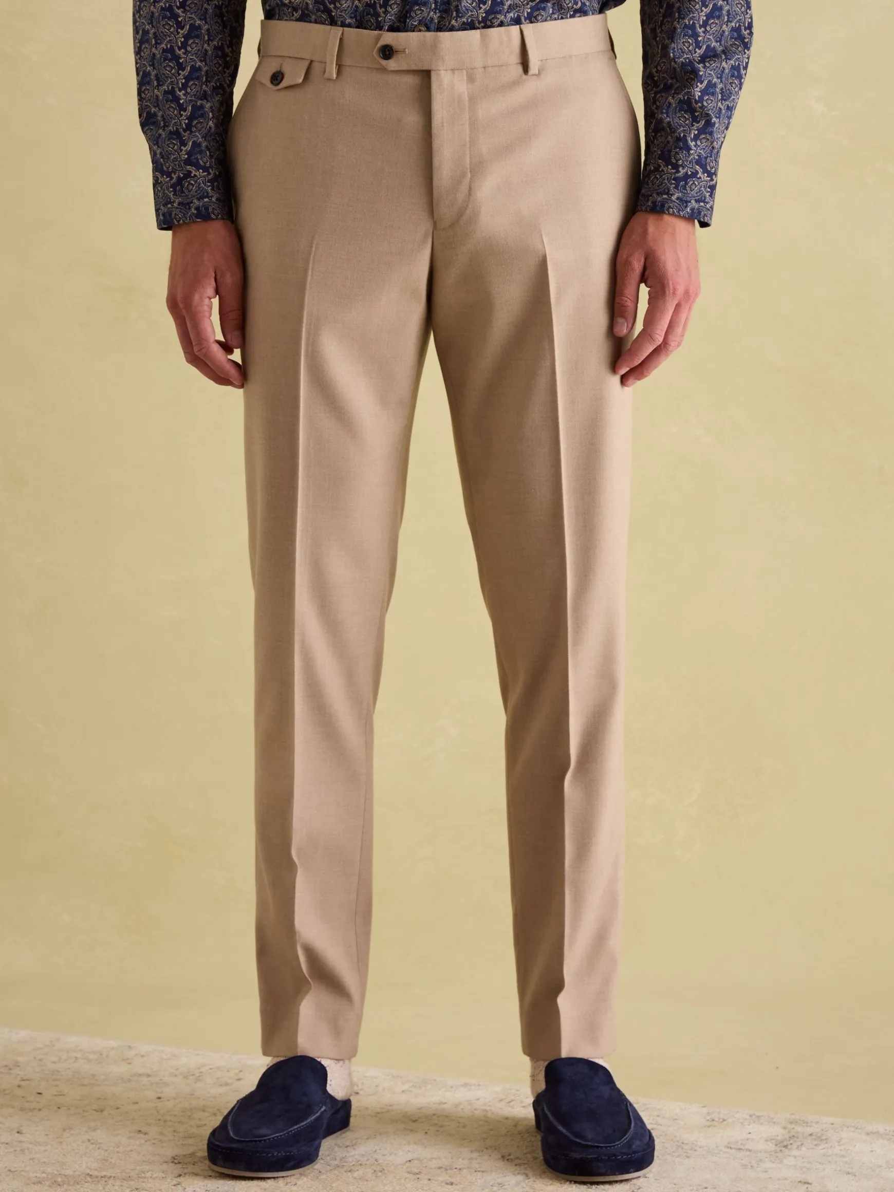 Tan Brown Slim Fit Flannel Suit Trousers