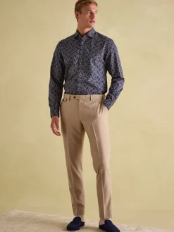 Tan Brown Slim Fit Flannel Suit Trousers