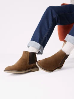 Tan Brown Suede Chelsea Boots