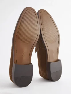 Tan Suede Penny Loafers